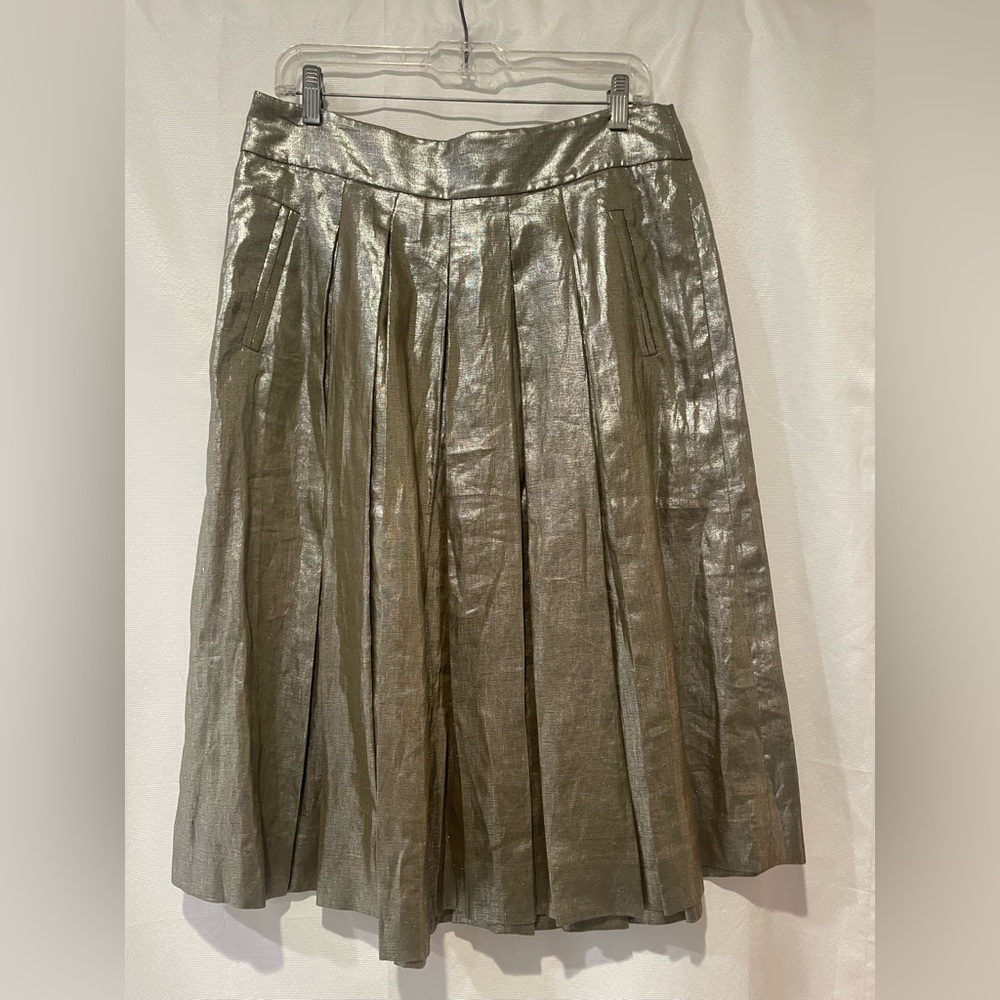 Banana Republic Shimmering Silver Midi Skirt